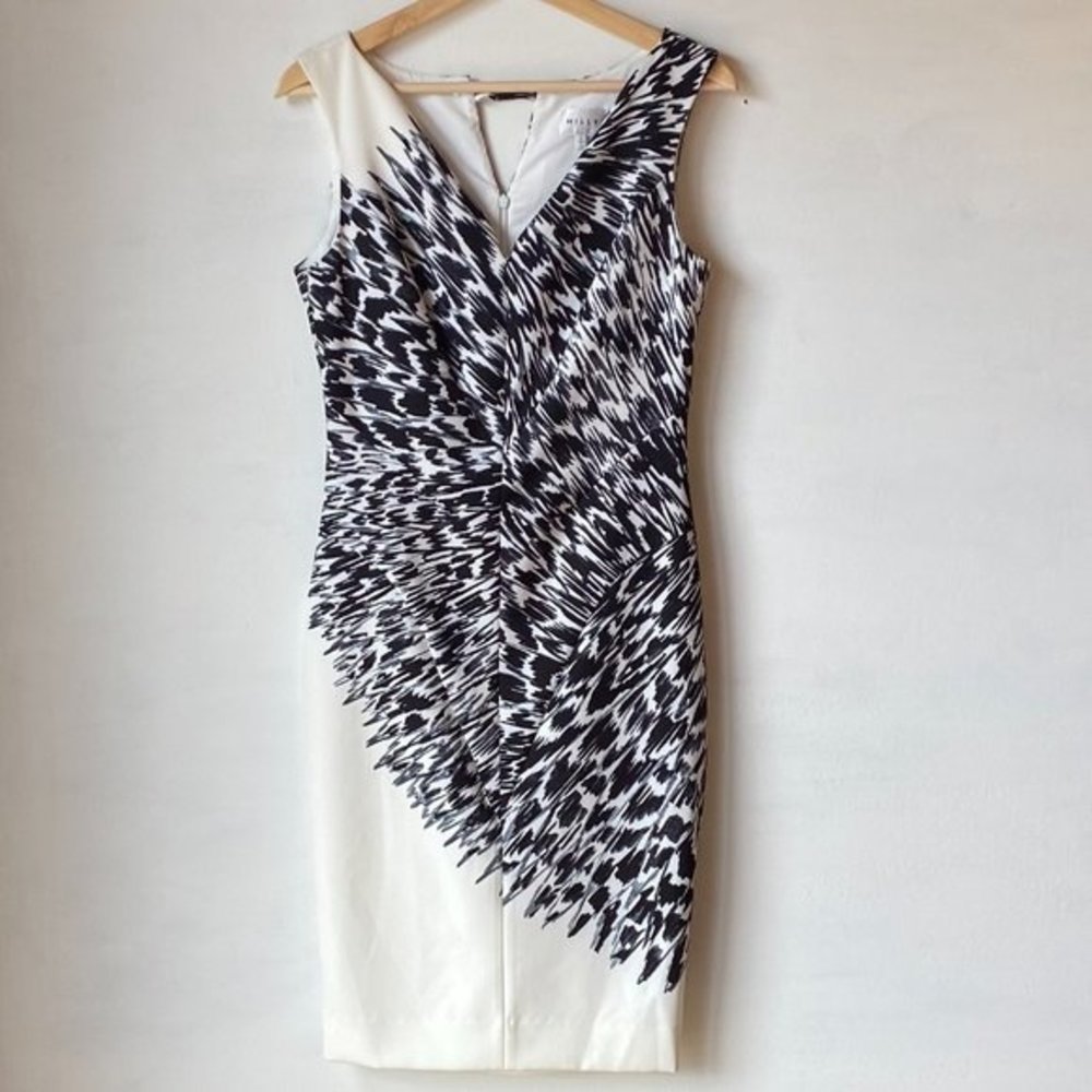 Milly Cady Brushstroke Feather-Print Sheath Dress